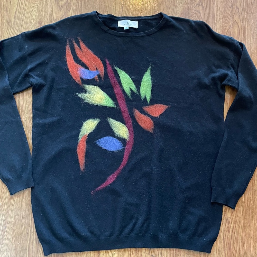 Milano black sweater with a floral design - Picture 7 of 8